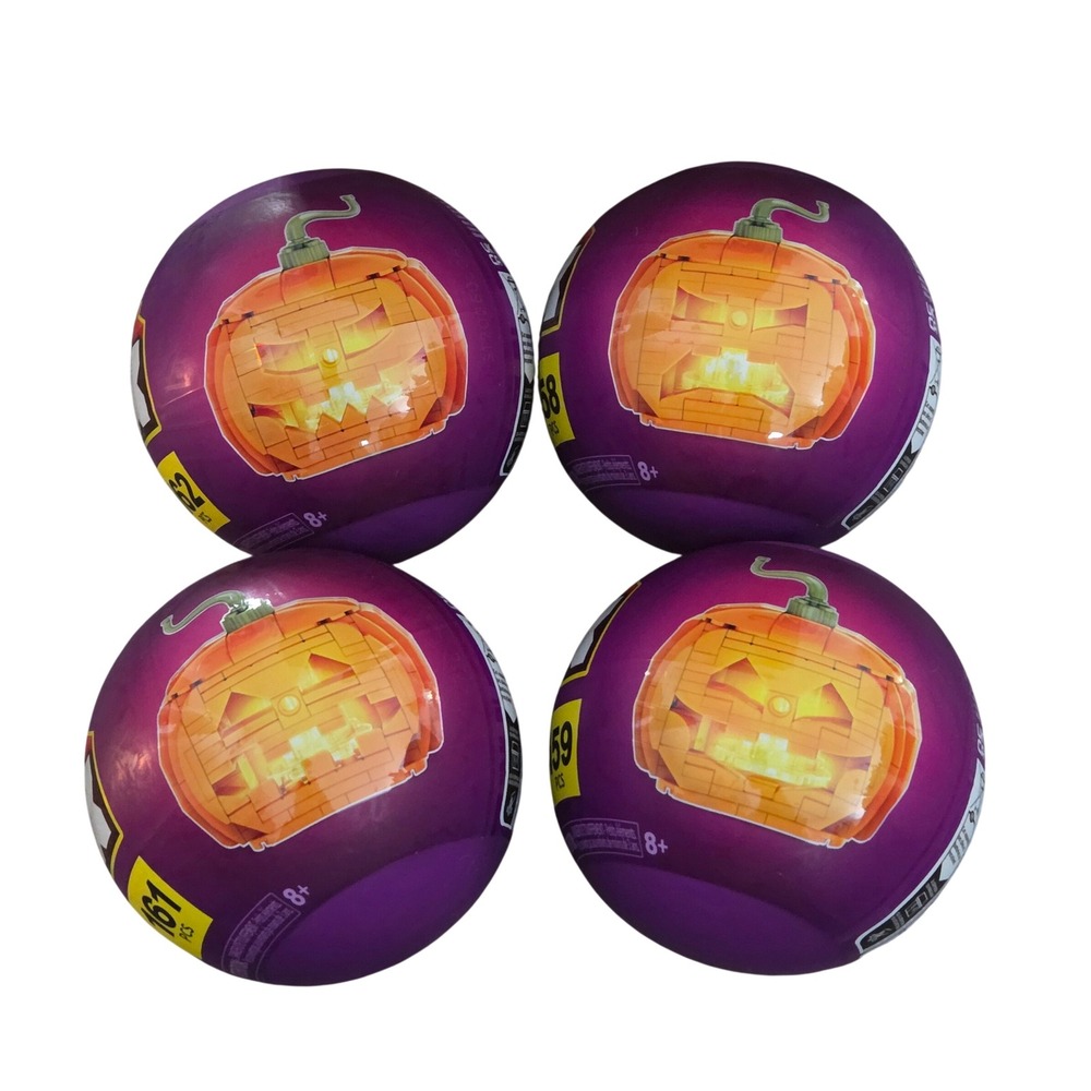 4 ZURU Max Halloween Collection Pumpkin Jack-O-Lantern Building Set Light Up New